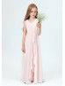 Blush Pink Pleated Chiffon Stunning Junior Bridesmaid Dress